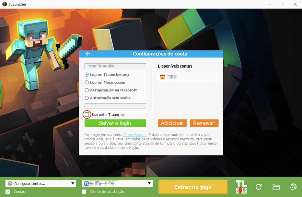 Como desativar o sistema de skin do tlauncher atlasft